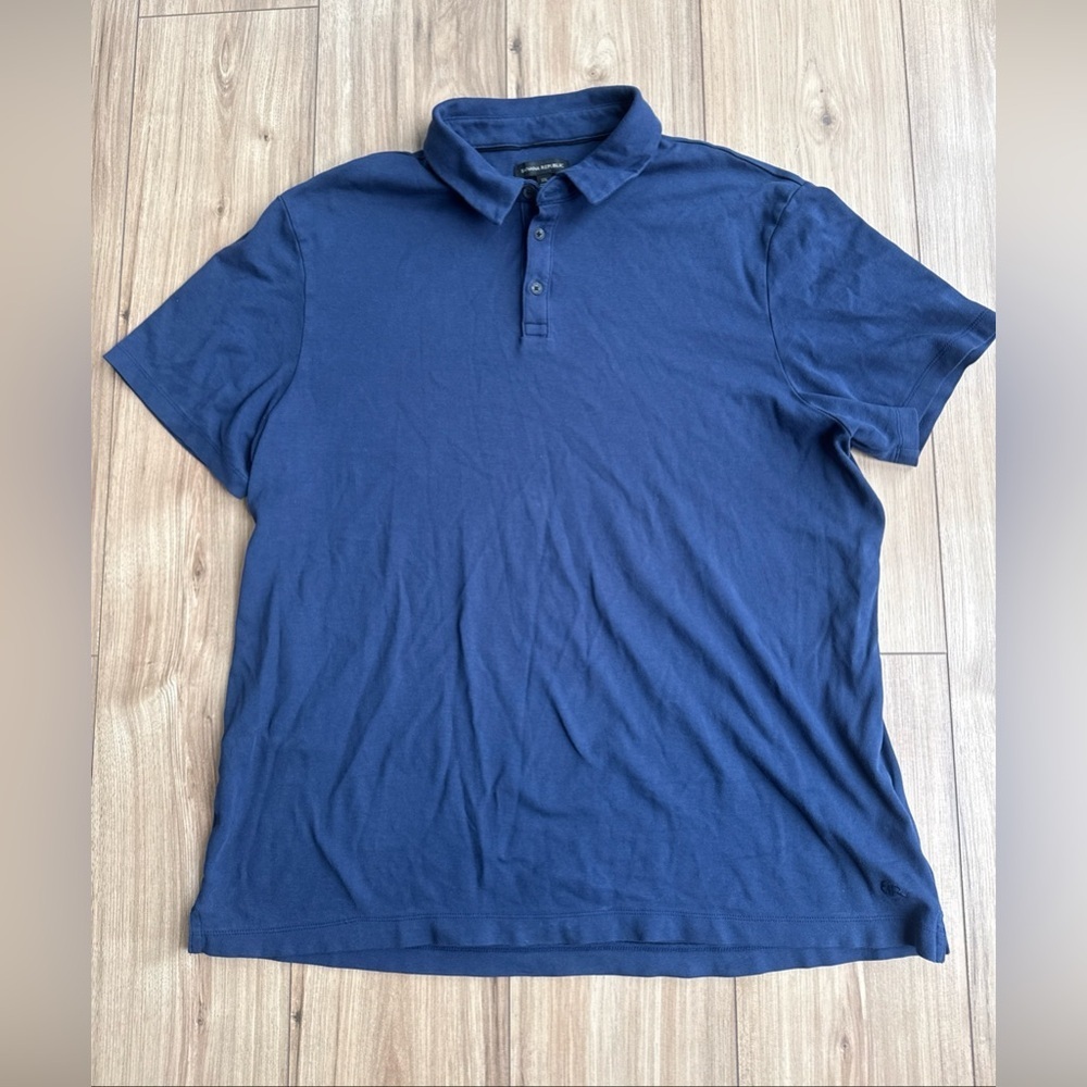 Banana Republic Performance Polo Shirt 100% Cotton XXL Navy Blue Mens Stretch